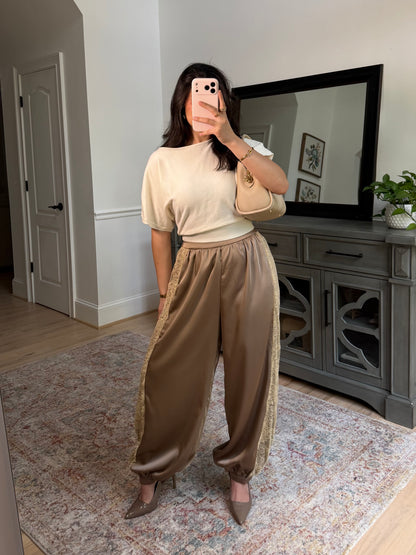 Catherine Satin Lace Cuffed Pants