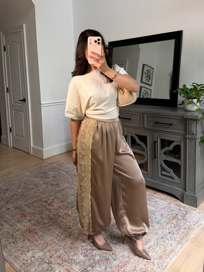 Catherine Satin Lace Cuffed Pants